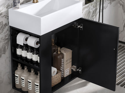 Modern Bathroom Vanity With Sink, Diamond Pattern Doors