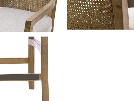 Cane Back Counter Stool With Upholstered Seat - Cream / Reclaimed Natural