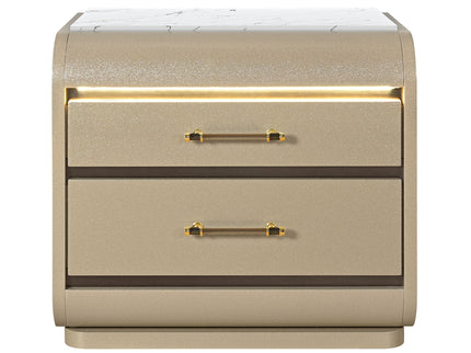 Gigi - Nightstand With LED Lighting For Bedroom Storage - Gold