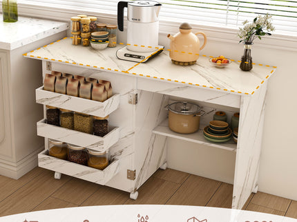 4 In 1 Folding Sewing Table With Lockable Wheels, Multi Functional Craft Station - White