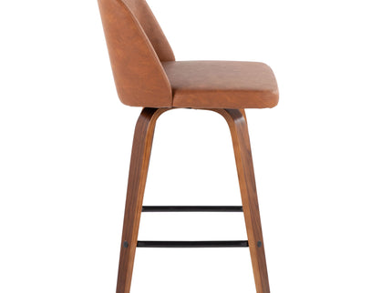 Toriano - Mid Century Modern Fixed Height Counter Stool & Square Footrest (Set of 2)