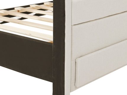 Upholstered Platform Bed With Twin Size Trundle And 3 Drawers