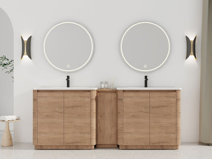 Soft Close Door Freestanding Bathroom Vanity With Sink, 1 Small Storage Cabinet