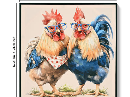 Rooster, Chicken Pictures Wall Decor For Home Decor - Yellow / Red