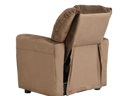 Kids Recliner Chair, Kids Upholstered Couch With One Cup Holder, Toddlers Recliner With Headrest And Footrest - Brown