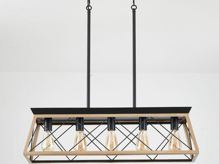 Chandelier Pendant Light For Dining Room Kitchen, 5 Light Fixture With Adjustable Height