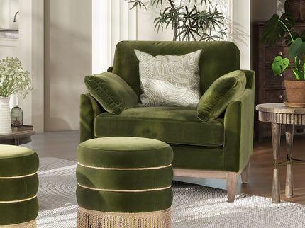 Pasadena - Wide Modern Farmhouse Accent Arm Chair - Olive Green