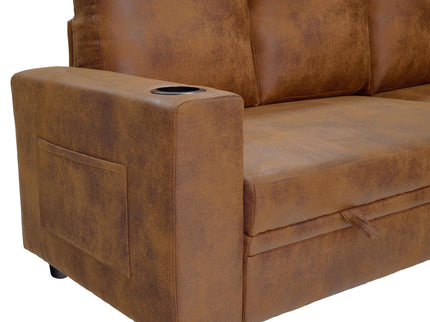 Upholstered L - Shape Sectional Sofa Bed With Pull Out Sleeper And Storage