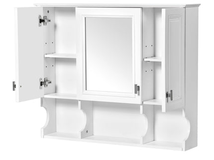 Wall Mounted Bathroom Medicine Wall Cabinet With Mirror & Open Shelves