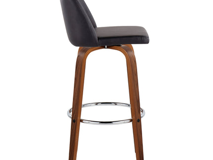 Toriano - Mid Century Modern Fixed Height, Barstool With Swivel With Round Footrest (Set of 2)