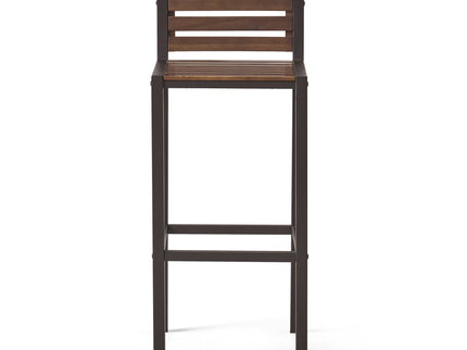 Outdoor Barstool With Slat Panel Design (Set of 2) - Dark Brown