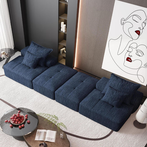 Modern Oversized Diy Combination Modular Sectional Sofa & Pillows