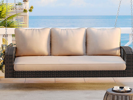 3 Person Large Patio Swing Bench With Cushions For Backyard