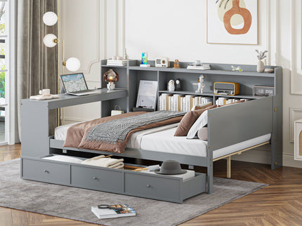 Daybed With 3 Drawers USB Ports And Desk