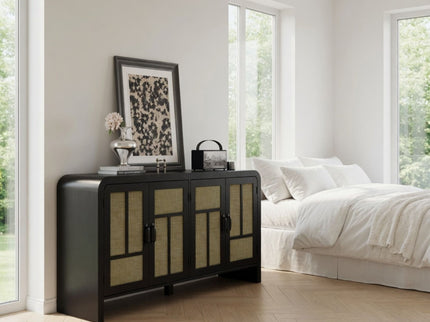 Sideboard Buffet Cabinet With 4 Doors & Adjustable Shelves - Black