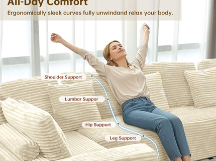 Modular U Shaped Sectional Sofa With Reversible Design