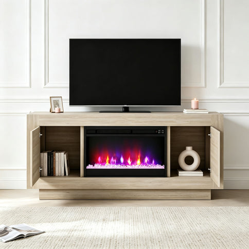 Fireplace TV Stand - Beige