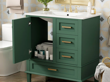 Bathroom Vanity, Modern Bathroom Cabinet With Sink Combo Set, Bathroom Storage Cabinet With A Soft Closing Door And 3 Drawers, Solid Wood Frame