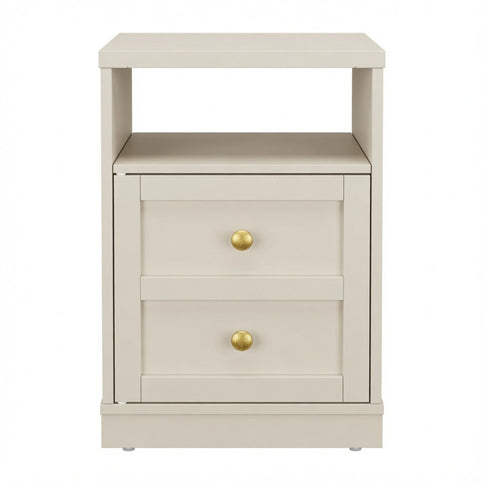 Nightstand With Door & Shelf, 2 Drawer Side Table