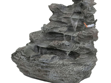 Concrete Rock Waterfall Fountain With LED Lights, Outdoor Garden Decor