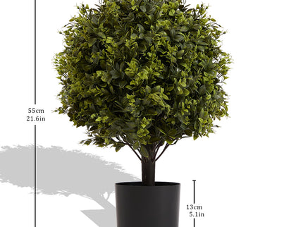 Artificial Ball Topiary Tree Decoration In Pot (Set of 2) - Green
