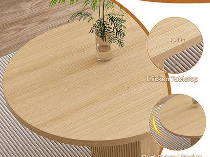 Oval Dining Table With Wood Strip Base