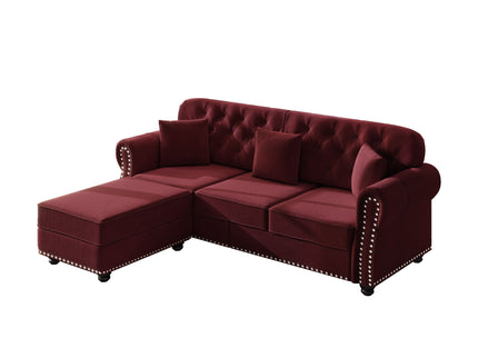 Upholstered Sofa Set With Nailhead Trim And Rolled Armrests, Includes Pillows