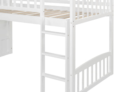 Loft Stairway Bed With 2 Drawers, Convertible Ladder And Slide