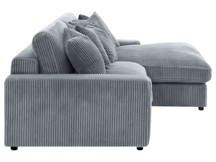 Marcus - Fog Track Arms Reversible Sectional With Pillows - Fog