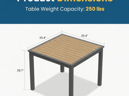 Outdoor Square Patio Slatted Dining Table - Gray