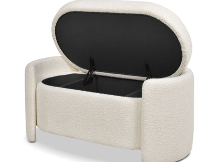 Fuji - Oval Storage Bench, Upholstered - Ivory White