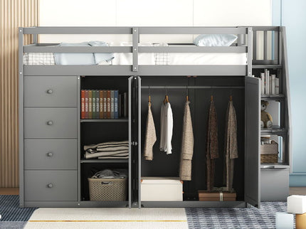 Loft Bed With Built In Wardrobes, Cabinets And Drawers