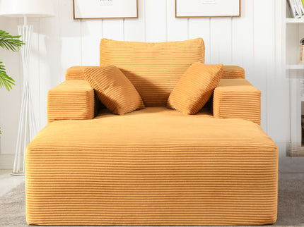 Convertible Chaise Lounge Chair With Wide Armrest & Throw Pillows