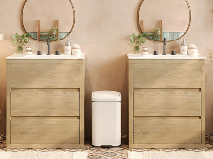 Double Sinks Bathroom Vanity Set With 2 Ceramic Basins