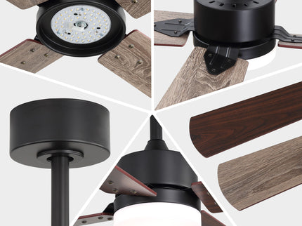 42" Ceiling Fan With Light And Memory Function, DC Reversible Motor, 4 Blades