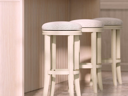 Backless Swivel Stool With Upholstered Seat