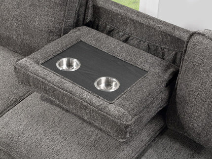 Estelle - Fabric Reversible Sleeper Sectional With Storage Chaise Drop-Down Table 2 Cup Holders And 2 USB Ports
