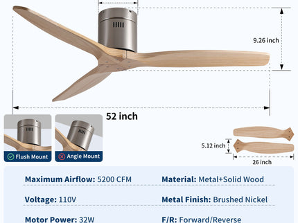 Low Profile Flush Mount Ceiling Fan Without Light