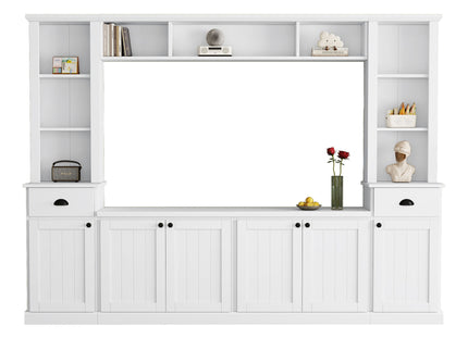 Minimalist Entertainment Wall Unit Set With Bridge For TVs Up To 75"