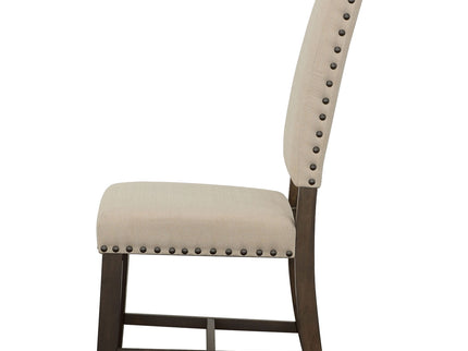 Upholstered Side Chair With Nailhead Accents (Set of 2) - Beige