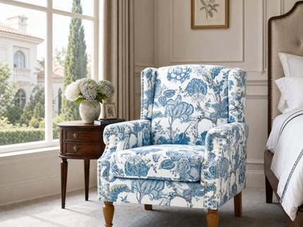Accent Chair With Floral Upholstery And Nailhead Trim