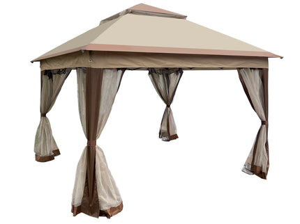 Outdoor Pop Up Gazebo Canopy With 2 Tier Soft Top And Removable Zipper Netting
