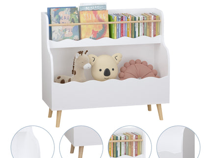 Kids Bookcase, Children Book Organizer Toy Storage Cabinet - White