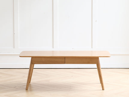 Low Table, Coffee Table With Storage Shelf - Natural