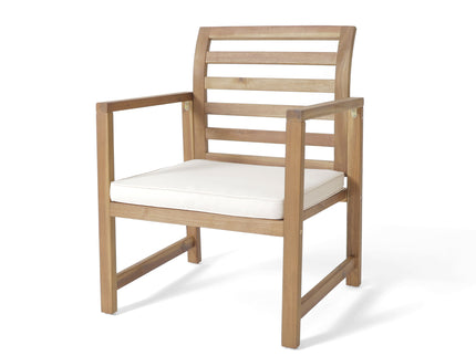 Outdoor Acacia Wood Club Chairs, 2 Pieces Set - Natural Stained / White