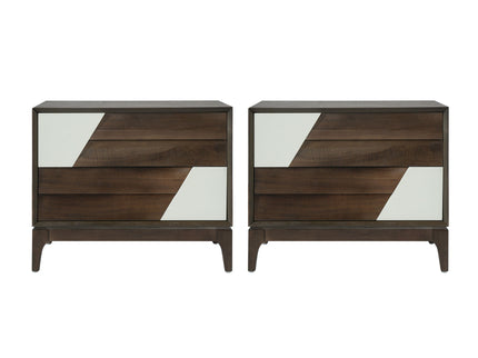 Japandi 2 Drawer Nightstand With Geometric Design