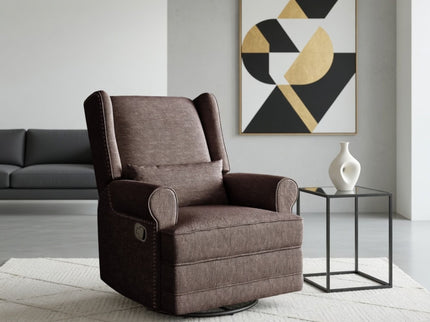 Extra Wide Swivel Recliner Glider Chair With Footrest - Brown