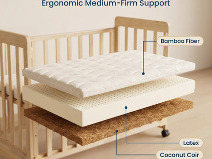 Portable Bedside Bassinet With 3 Adjustable Heights, Mini Crib For Newborns - Natural Wood