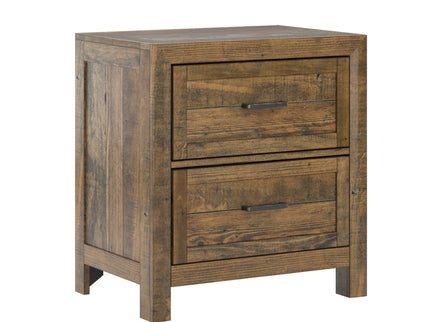 Rustic 2 Drawer Nightstand - Brown - Wood
