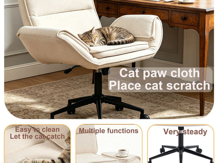 Criss Cross Swivel Desk Chair With Adjustable Armrests & Wheels For Home Office